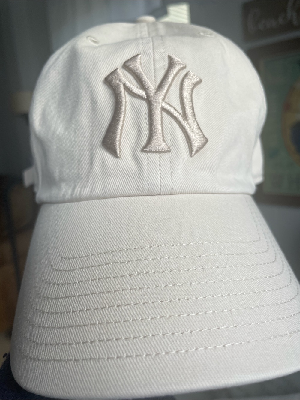 '47 Brand Cream Baseball Cap with Black Trim and Raised Logo